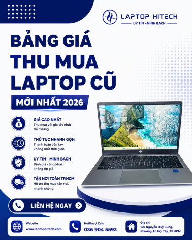 Bảng Giá Thu Mua Laptop Cũ Mới Nhất 2026 – Cập Nhật Theo Từng Cấu Hình