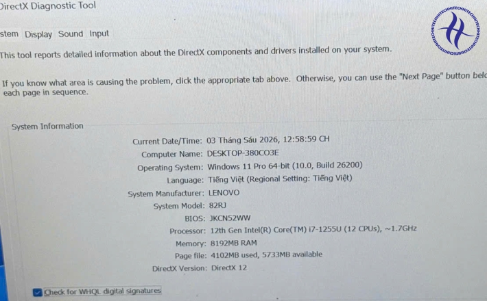 LENOVO IDEAPAD SLIM 3 14ITL06 I7 1255U RAM 8GB