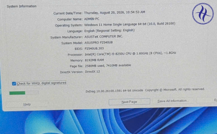 ASUS PRO P2540 I5-8250U 