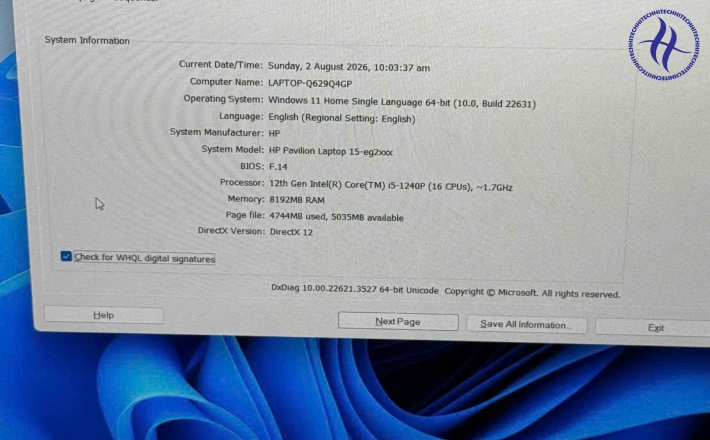 HP PAVILION 15 EG I5 1240P RAM 8GB